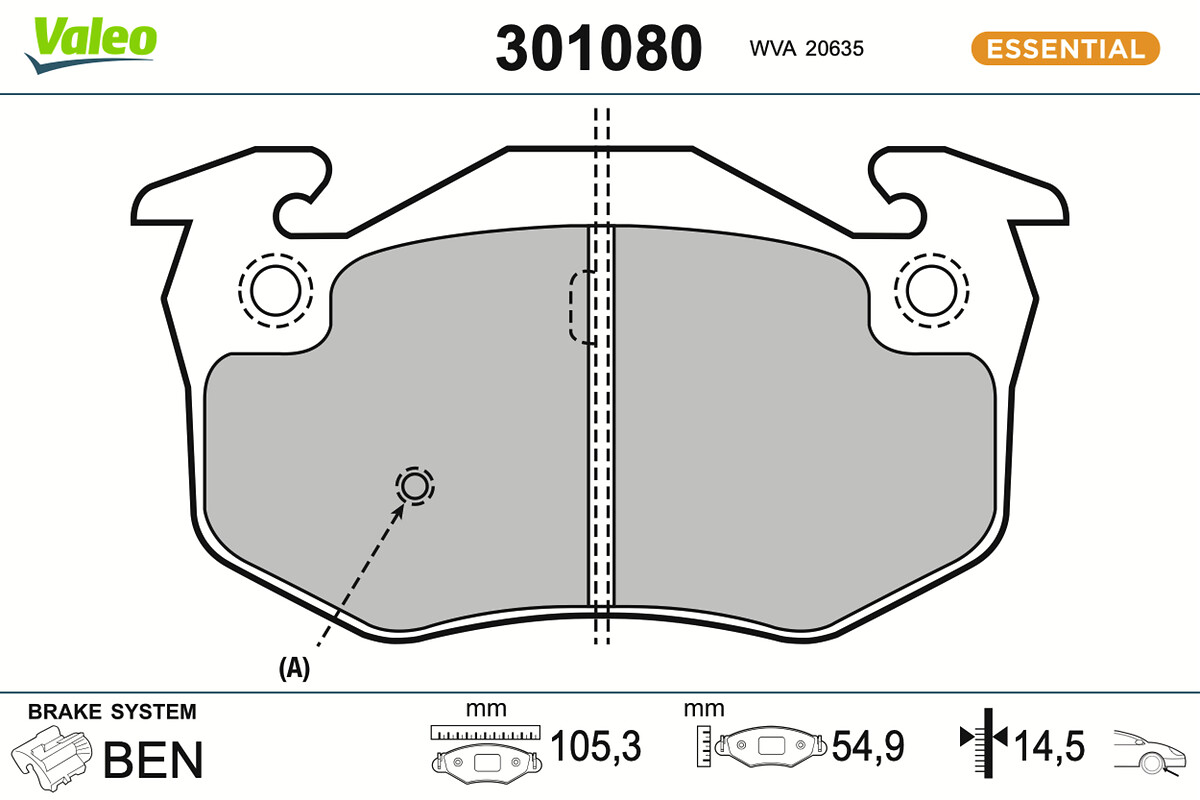 Jeu de 4 plaquettes de frein VALEO ref. 301080